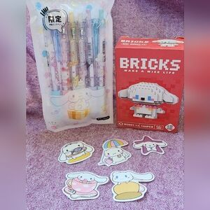 Cinnamoroll bricks Sanrio gel pen and sticker bundle